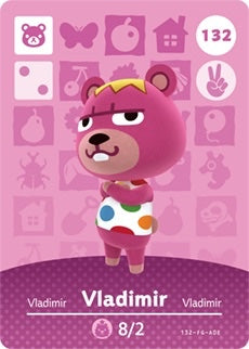 VLADIMIR #132 ANIMAL CROSSING Series 2 AUTHENTIC Nintendo Amiibo Card US VERSION