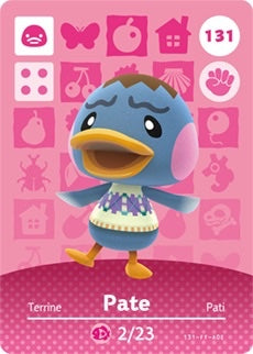 PATE #131 ANIMAL CROSSING Series 2 AUTHENTIC Nintendo Amiibo Card US VERSION