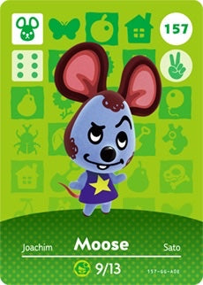 MOOSE #157 ANIMAL CROSSING Series 2 AUTHENTIC Nintendo Amiibo Card US VERSION