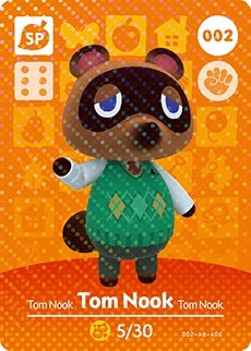 TOM NOOK #002  ANIMAL CROSSING Series 1 AUTHENTIC Nintendo Amiibo Card US VERSION