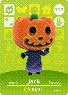 JACK # 117 ANIMAL CROSSING Series 2 AUTHENTIC Nintendo Amiibo Card US VERSION