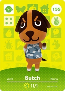 BUTCH #155 ANIMAL CROSSING Series 2 AUTHENTIC Nintendo Amiibo Card US VERSION