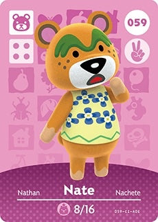 NATE #059 ANIMAL CROSSING Series 1 AUTHENTIC Nintendo Amiibo Card US VERSION