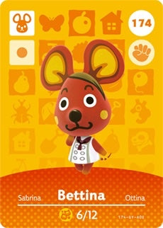 BETTINA #174 ANIMAL CROSSING Series 2 AUTHENTIC Nintendo Amiibo Card US VERSION