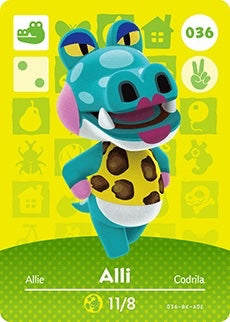 ALLI #036   ANIMAL CROSSING Series 1 AUTHENTIC Nintendo Amiibo Card US VERSION