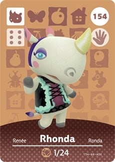 RHONDA # 154 ANIMAL CROSSING Series 2 AUTHENTIC Nintendo Amiibo Card US VERSION