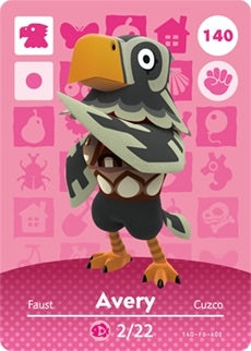 AVERY #140 ANIMAL CROSSING  Series 2 AUTHENTIC Nintendo Amiibo Card US VERSION