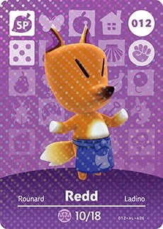 REDD # 012 ANIMAL CROSSING Series 1 AUTHENTIC Nintendo Amiibo Card US VERSION