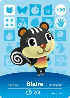 BLAIRE #139 ANIMAL CROSSING Series 2 AUTHENTIC Nintendo Amiibo Card US VERSION