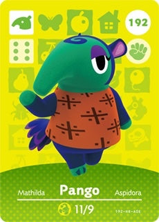 PANGO #192  ANIMAL CROSSING Series 2 AUTHENTIC Nintendo Amiibo Card US VERSION