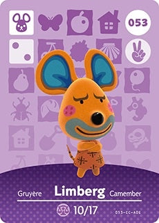 LIMBERG #053 ANIMAL CROSSING Series 1 AUTHENTIC Nintendo Amiibo Card US VERSION